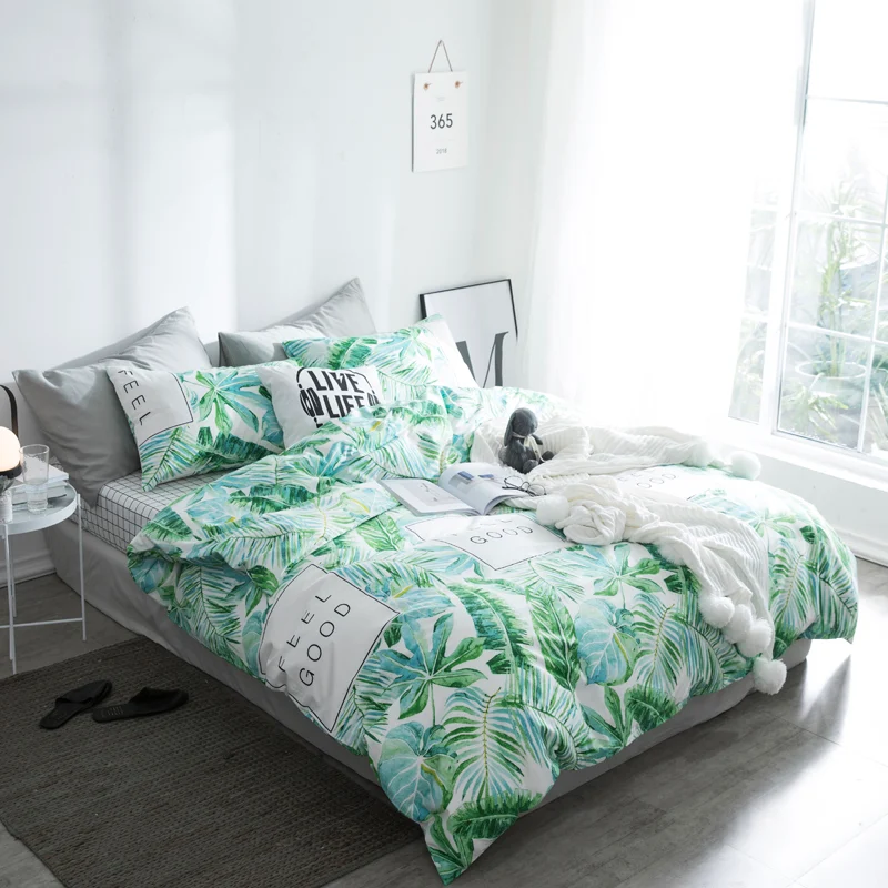 Title 6, Four-piece plant flower quilt cover set, soft a...