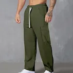 Calças Cargo Retro Outono Masculinas Versáteis e Soltas. Calças folgadas de perna larga, perfeitas para o lazer, com estilo retro e muito conforto. — foto 7