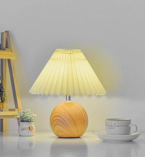 Title 6, Nordic Retro Ceramic Table Lamp Pleated Bedroom...
