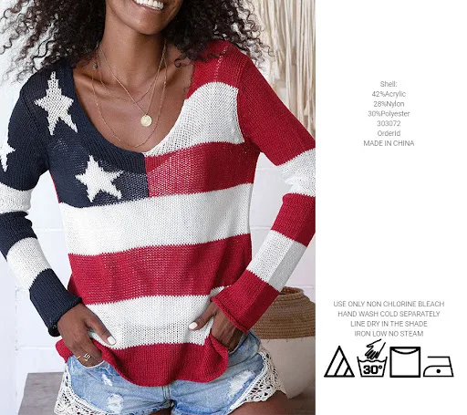 Title 3, Womens Star Stripes Thin See-through Knitted T...
