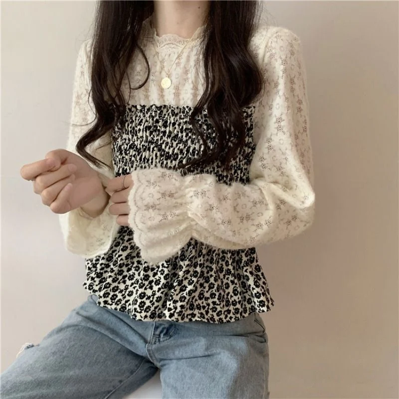 Fashionable long-sleeve French top for female students, waist-tight design, elegant and chic, providing a comfortable an — photo 4