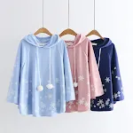 Japanischer College-Style Cartoon Schneeflocken-Print Kapuzenpullover, kuschelig und warm für kalte Tage, ideal für den Winter. — foto 11
