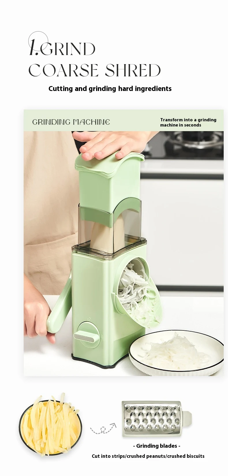 Title 7, Multi-functional hand-crank drum shredder for h...