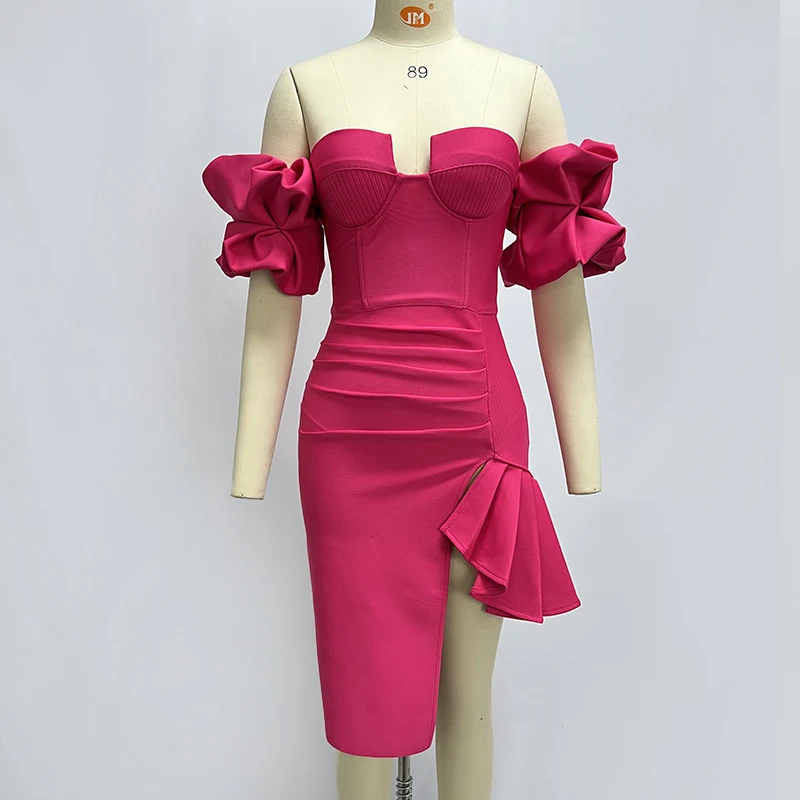 Title 10, Womens Solid Color Lantern Sleeve Bandage Dres...