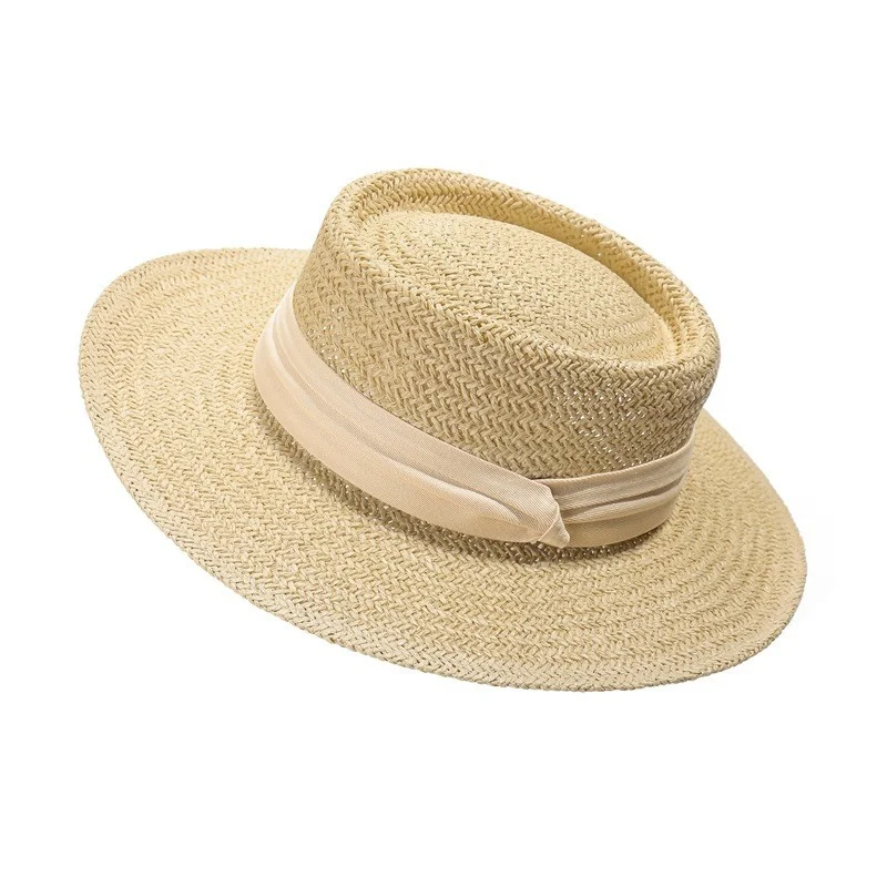 Title 8, Summer Female Flat Straw Hat Sun Visor Hat Lafite