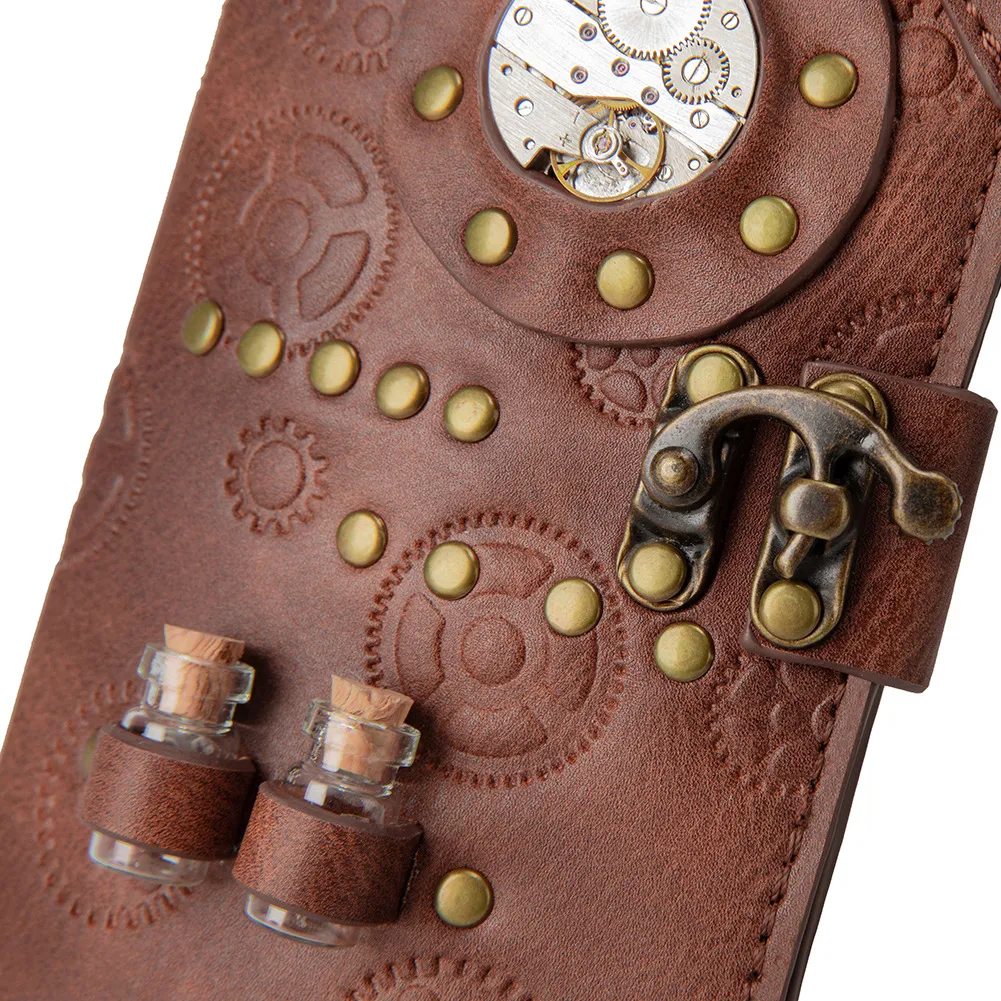 Title 13, Steampunk ladies long wallet, featuring multipl...