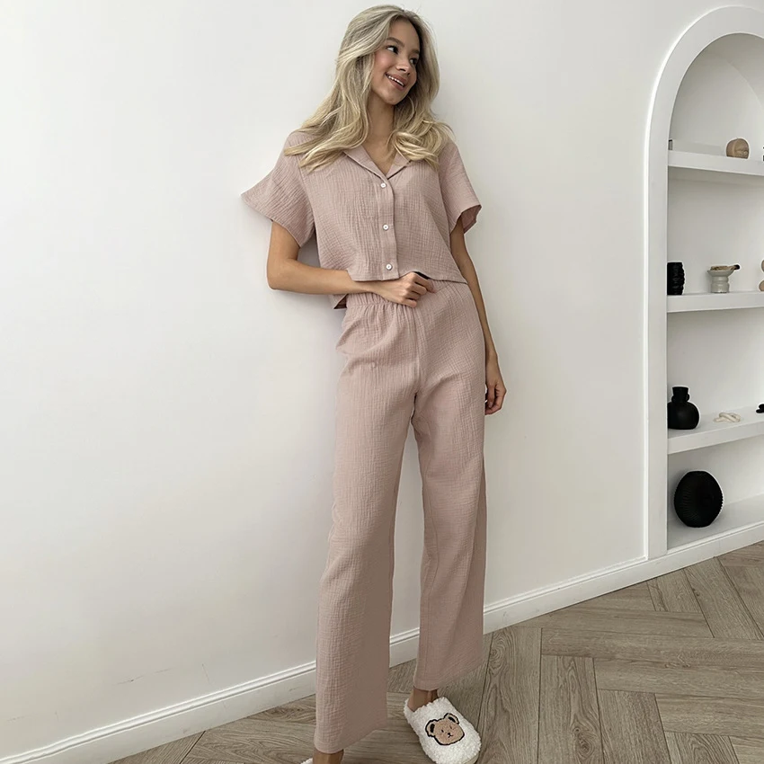 Women's Fashion Casual V-neck Short Sleeve Trousers Suit – Comfortable and stylish outfit for everyday wear, perfect for — photo 6