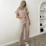 Women's Fashion Casual V-neck Short Sleeve Trousers Suit – Comfortable and stylish outfit for everyday wear, perfect for — photo 6