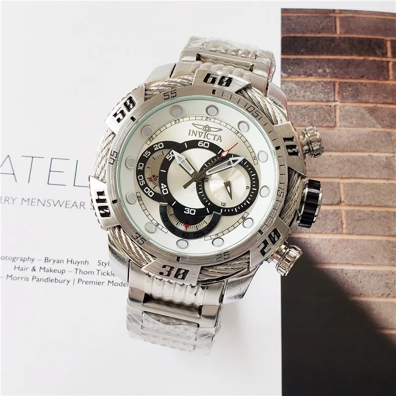 Relógio masculino para o dia a dia. Design elegante, resistente à água, com cronógrafo e pulseira de aço inoxidável. Perfeito para estilo e precisão. — foto 3