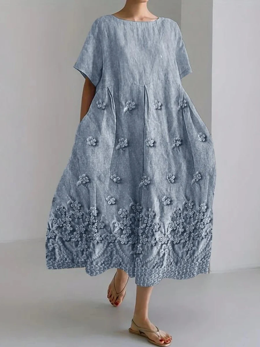 Women's Round Neck Printed Short Sleeve Dress — photo 18