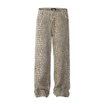 Pantalon ample droit décontracté à imprimé léopard, style américain. Confort et style décontracté pour toutes occasions. Tendance et facile à porter. — photo 5