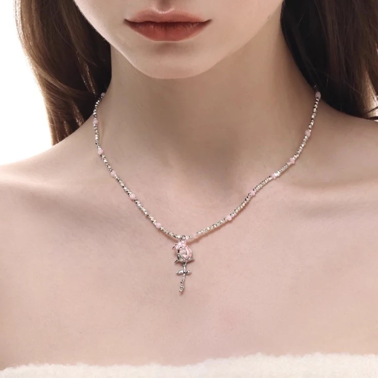 Colar com contas combinando cores Corrente de clavícula feminina Joia feminina elegante e charmosa Perfeito para complementar looks e realçar a beleza — foto 2