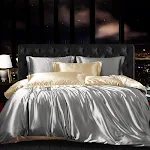 Juego de cama sencillo de cuatro piezas de seda de alta calidad, suave y lujoso, para un descanso reparador y confortable, perfecto para tu dormitorio. — foto 8