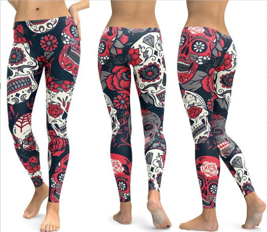 Fashion Crystal Skull Skinny Yoga Pants, Slim Hip Lift, 4 Colors & Sizes, Stylish and Comfortable for Your Workout. — photo 2