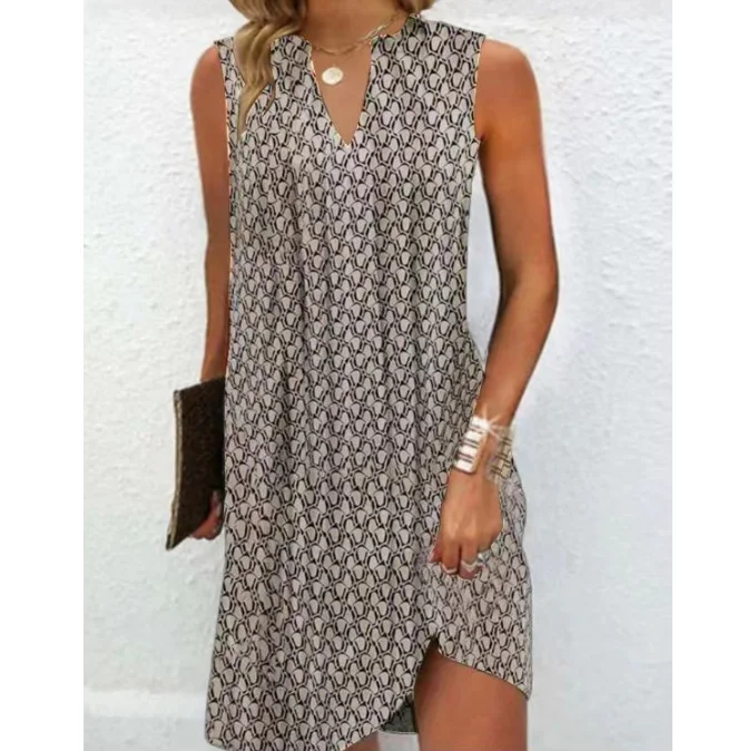 Casual V-neck Loose Printed Sleeveless Dress — photo 5