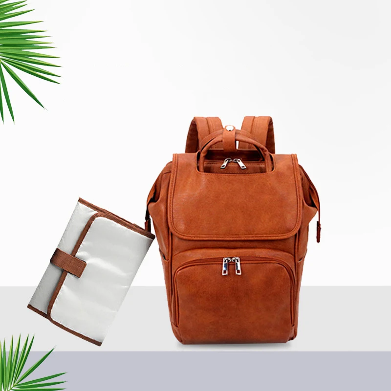 Mochila multifuncional de PU para mamãe, estilo europeu e americano, grande capacidade para atividades ao ar livre. — foto 7