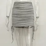 Saia de quadril com cordão de malha europeia e americana, perfeita para um ajuste confortável e elegante, ideal para um visual casual e moderno. — foto 6