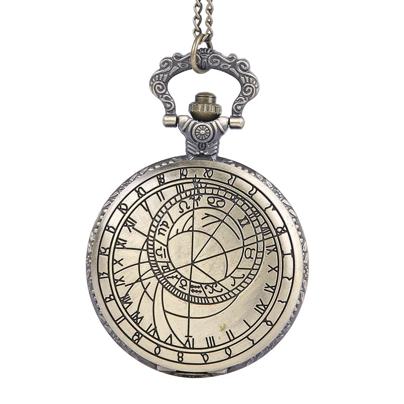 Relógio de bolso retrô clássico grande com concha e runas, estilo vintage. Perfeito para quem busca elegância e sofisticação. — foto 4