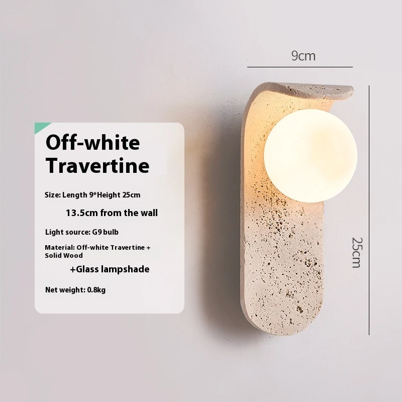 Cream Style Cave Stone Bedside Wall Lamp. Modern design for your bedroom. Provides soft, ambient light. Ideal for bedsid — photo 3