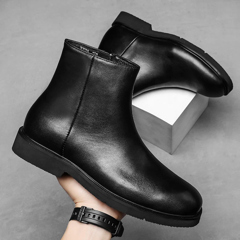 Zwarte high-top schoenen met dikke zool en ritssluiting. Bieden comfort en een trendy uitstraling, ideaal voor dagelijks gebruik. — foto 5