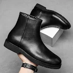 Zwarte high-top schoenen met dikke zool en ritssluiting. Bieden comfort en een trendy uitstraling, ideaal voor dagelijks gebruik. — foto 5