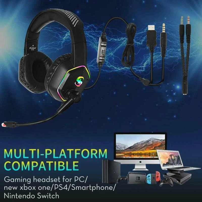 Title 2, RGB lighting effect gaming headset for immersiv...