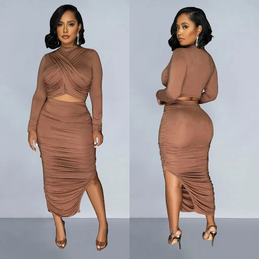 Title 15, Womens Fashion Solid Color Pleated Round Neck ...
