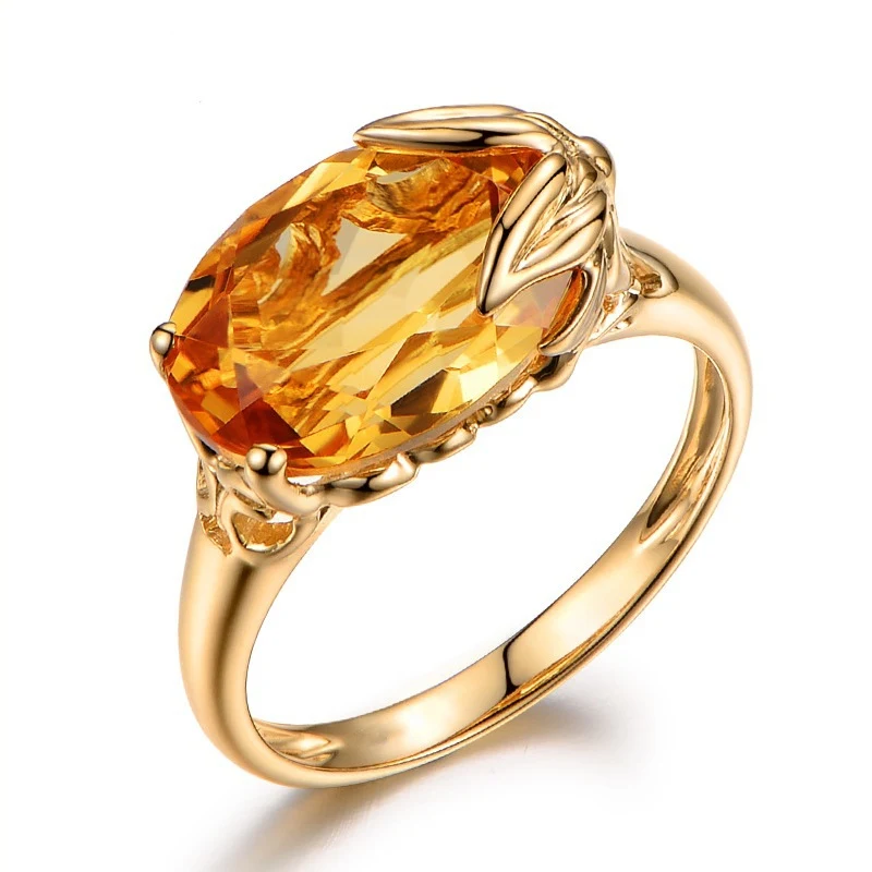 Anel de noivado com citrino, brilho vibrante. Anel de noivado especial com citrino, beleza e elegância para celebrar o amor. — foto 4