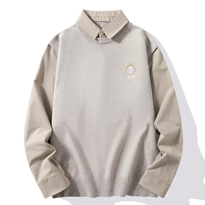 Men's Fashion Casual Shirt Collar Bottoming Sweater, designed for comfort and style, versatile for layering and creating — photo 6