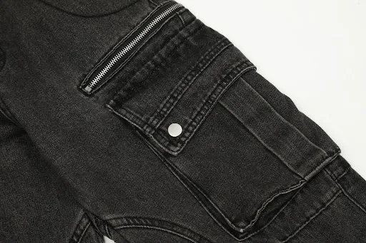Title 16, Solid Color Casual Multi-pocket Cotton Overalls