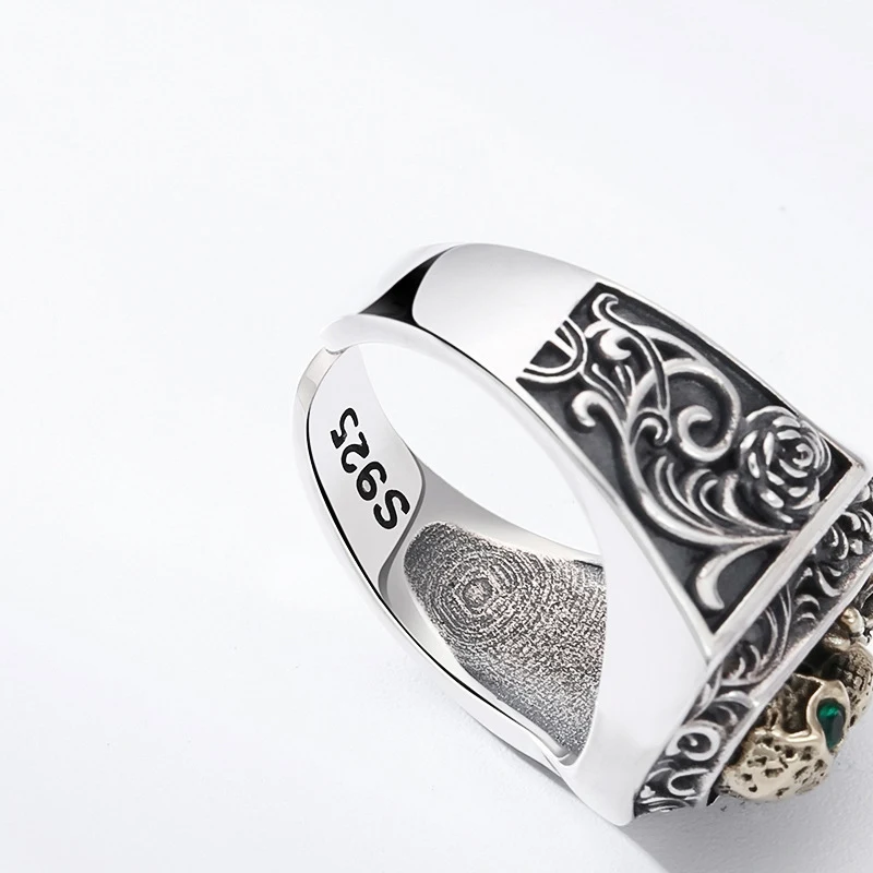 Anel de caveira em prata 925 para homens e mulheres. Jóia de prata esterlina elegante e durável. Presente ideal. Estilo gótico moderno. — foto 11