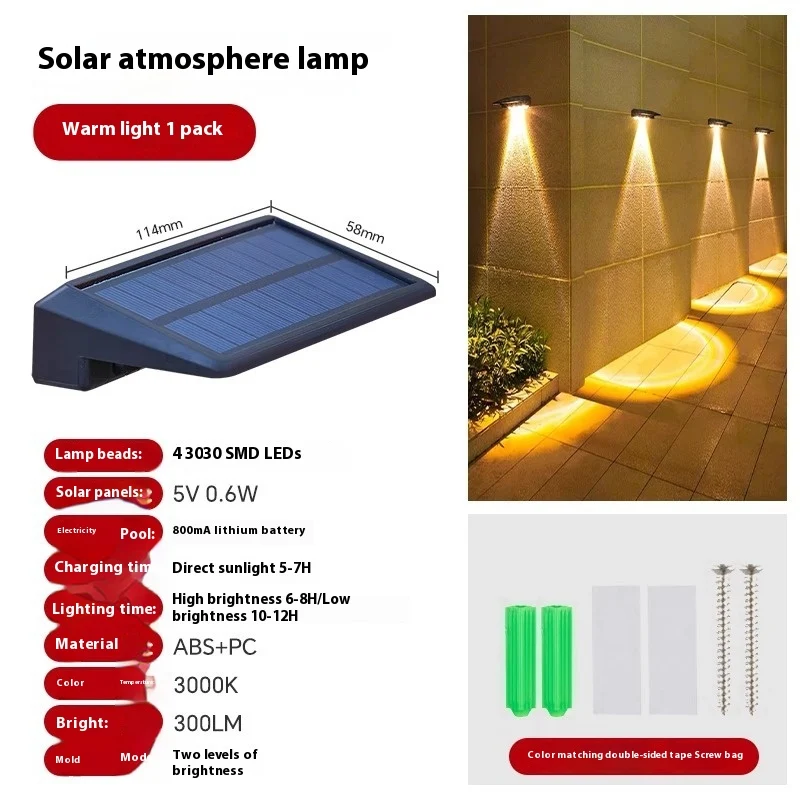 Solar Outdoor Light Garden Wall Lamp Waterproof Auto On Energy Saving Perfect for Garden Patio Wall Decoration Pathway L — photo 6