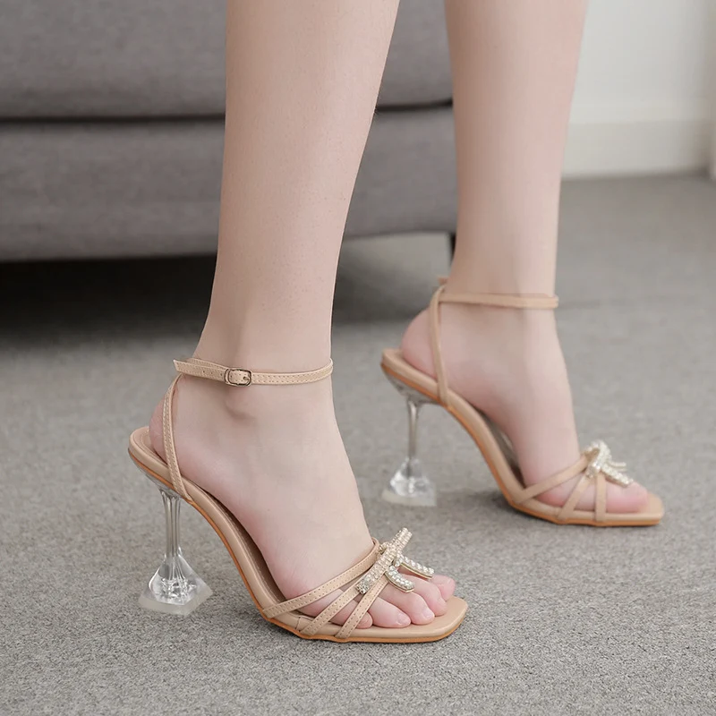 Sexy bow rhinestone catwalk sandals, designed for a glamorous and sophisticated look, perfect for special occasions and — photo 4