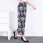 Women's Plus-Sized Ice Silk Elastic Pants Cropped Straight. Comfortable, breathable summer pants offering a flattering f — photo 34