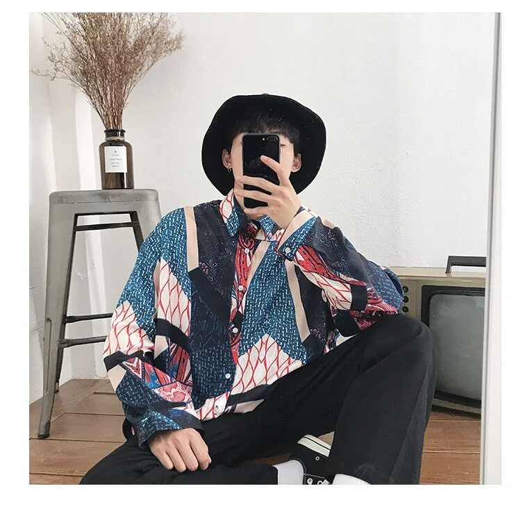 Title 2, Mens long sleeve casual flower shirt, youth fa...