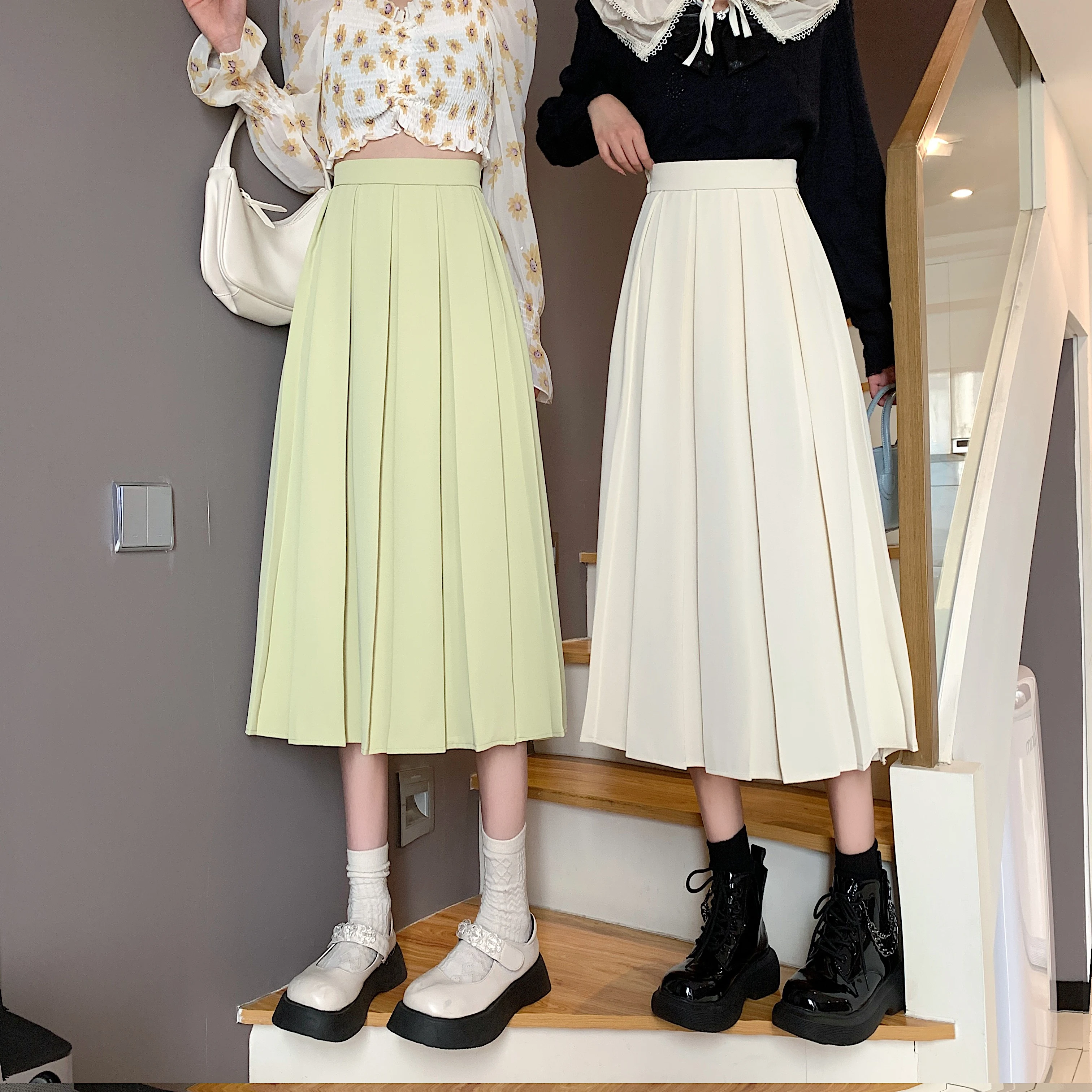 Title 17, Mid Length High Waist A-Line Umbrella Skirt. Fl...