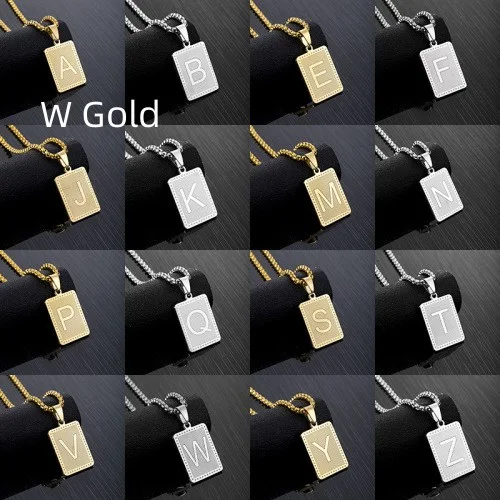 Colar com pingente de aço inoxidável com letras da moda feminina. Expresse seu estilo com este colar moderno e elegante. — foto 44