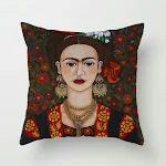 Capa de almofada de linho com estampa digital do padrão autorretrato de Frida Kahlo, mulher, Novo México, para casa. — foto 11