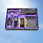 Conjunto de presente masculino 7 peças com relógio, carteira, cinto, pulseira, chaveiro, contas, caneta, estojo e caixa, presente elegante. — foto 8