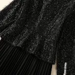 Long Sleeve Wool Tassel Stitching Pleated Large Swing Dress — photo 6