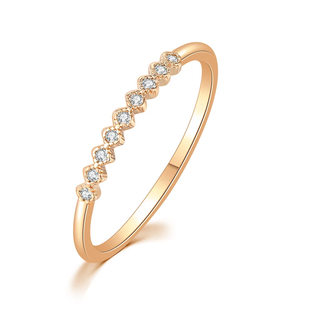 Anel Fino Feminino Micro-incrustado Diamante No Entulho Banhado a Ouro Simples e Elegante — foto 3
