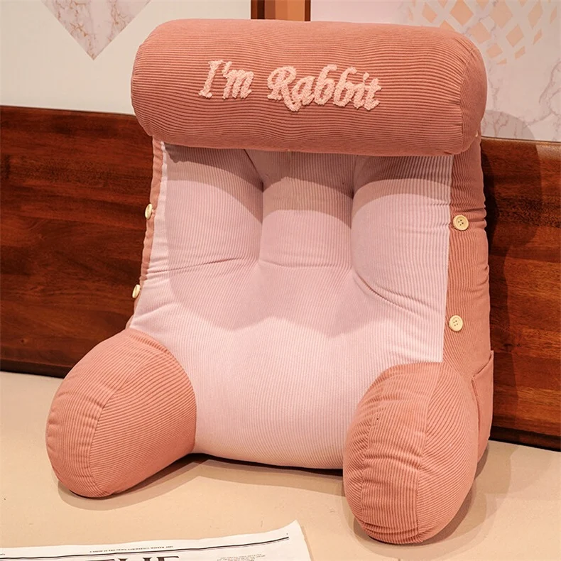 Corduroy Large Backrest Soft Bed Bag Waist Support Cushion Removable Washable Provides Comfort and Support. — photo 5