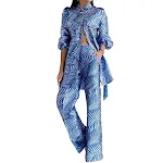 Pantaloni a gamba dritta stampati a maniche lunghe da donna alla moda Set da due pezzi — foto 15
