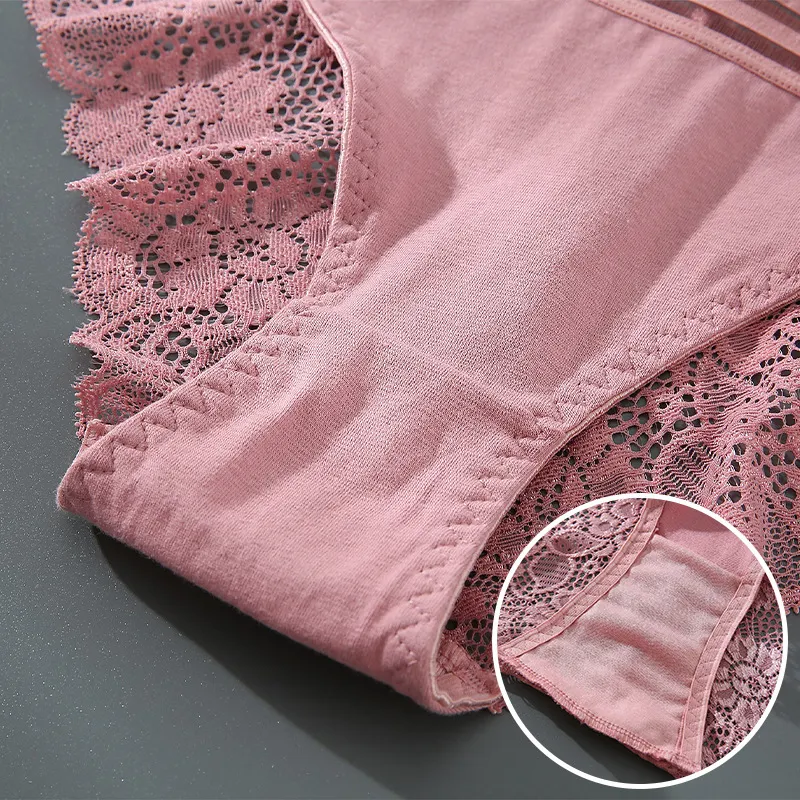 Calcinhas sexy femininas de algodão de cintura alta com renda respiráveis, proporcionando conforto e estilo para o dia a dia. — foto 14