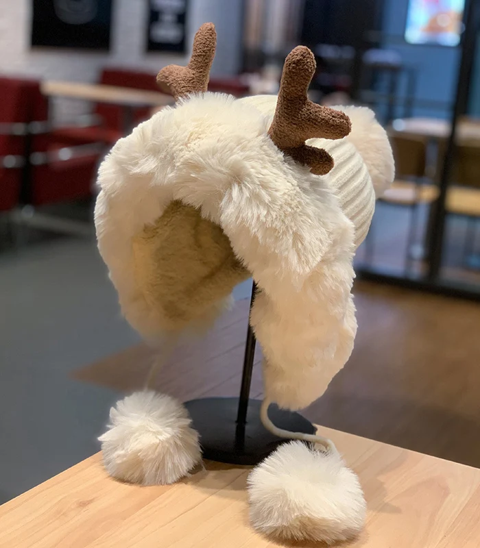 Title 9, Korean Style Cute Deer Horn Fur Ball Ear Protec...