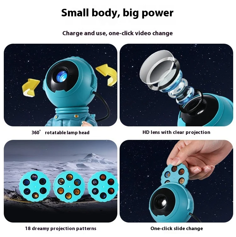 Title 4, Feilin Astronaut Starry Sky Projector Small Nig...