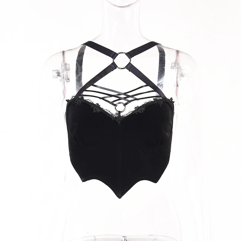 Title 18, Dark Bat Round Ring Buckle Deep V Beauty Back S...