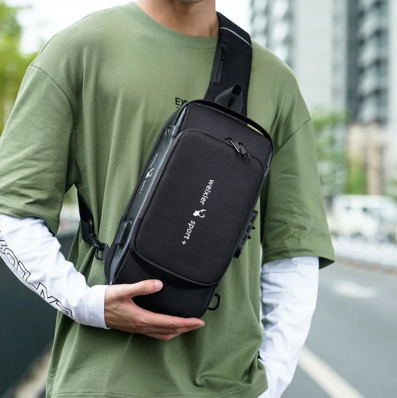 Title 4, Bolsa de ombro e peito casual masculina, grande...