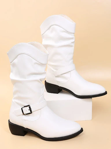 Title 5, Womens Rider Boots with Large Pleated Buckle, ...