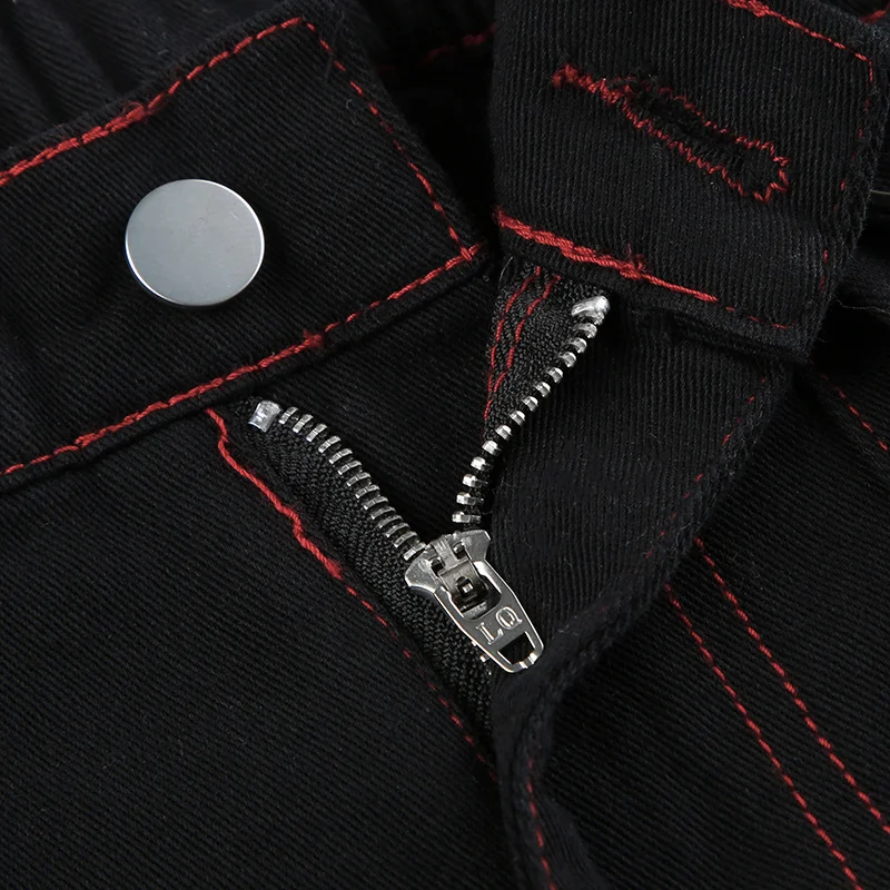 Women's Dark Style Punk Heavy Industry Metal Ribbon Jeans. Stand out with these unique, durable jeans, perfect for a bol — photo 16